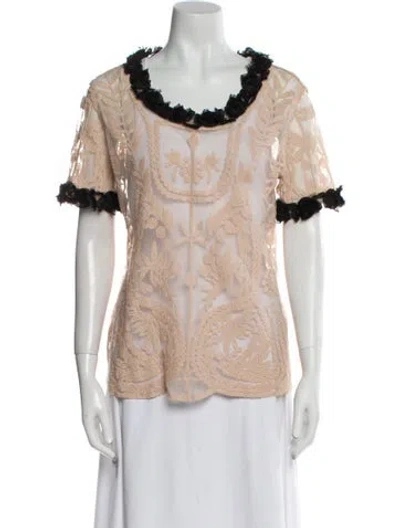 Pre-owned Valentino Silk Lace Pattern Blouse In Multi