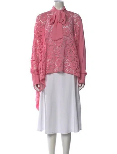 Pre-owned Valentino Silk Lace Pattern Blouse In Pink