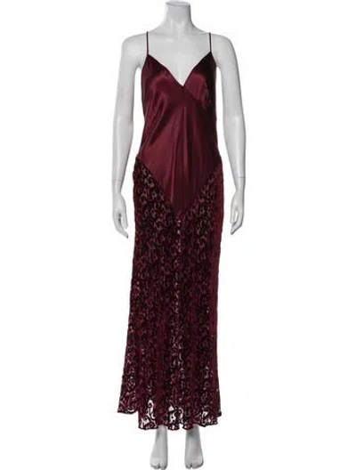 Pre-owned Valentino Silk Lace Pattern Nightgown In Red