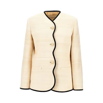 Valentino Silk Linen Canvas Jacket In Beige