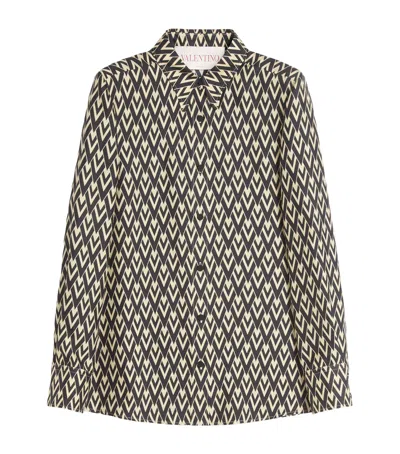 Valentino Silk Logo Shirt In Brown