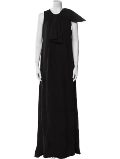 Pre-owned Valentino Silk Long Dress In Black