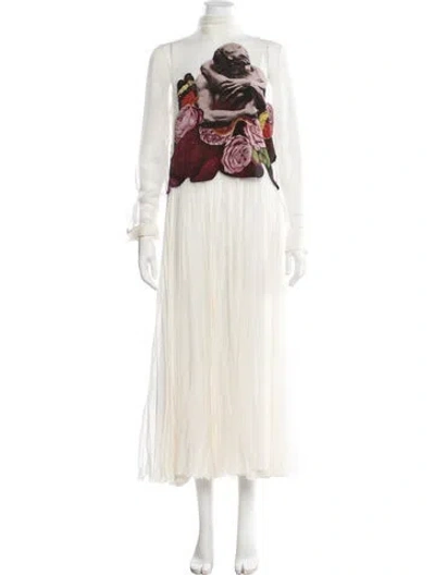 Pre-owned Valentino Silk Long Dress In Neutral