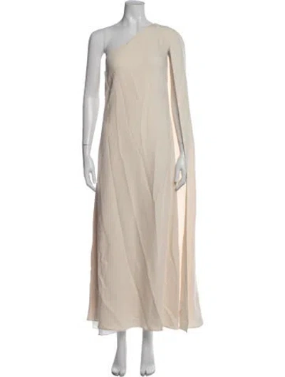 Pre-owned Valentino Silk Long Dress In Neutrals