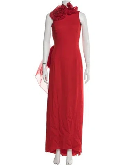 Pre-owned Valentino Silk Long Dress In Red