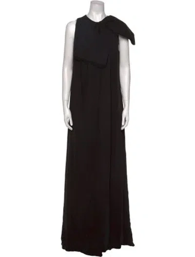 Pre-owned Valentino Silk Long Dress W/ Tags In Black