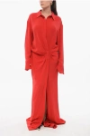 Valentino Silk Long Dress With Shirt Collar