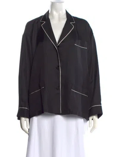 Pre-owned Valentino Silk Long Sleeve Blouse In Black
