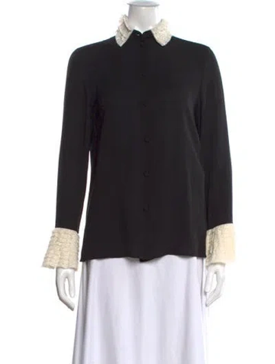 Pre-owned Valentino Silk Long Sleeve Blouse In Black