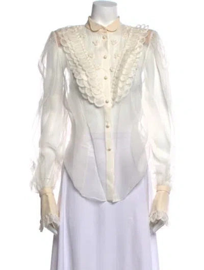 Pre-owned Valentino Silk Long Sleeve Blouse In Multicolor