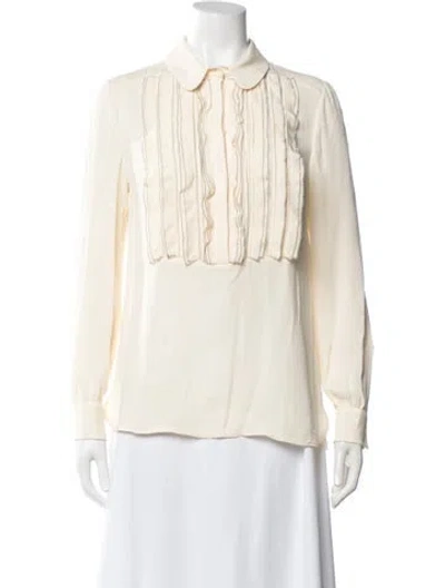 Pre-owned Valentino Silk Long Sleeve Blouse In Neutral