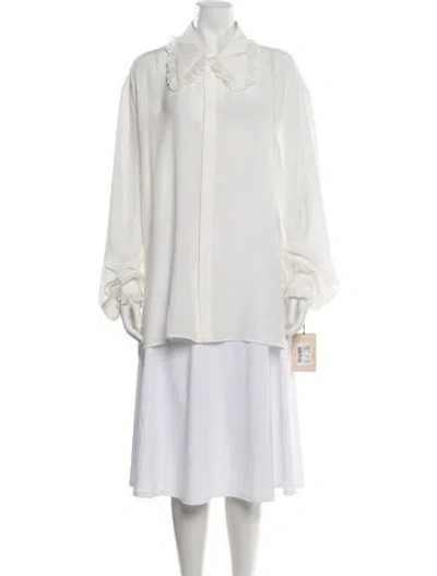 Pre-owned Valentino Silk Long Sleeve Blouse In Neutrals