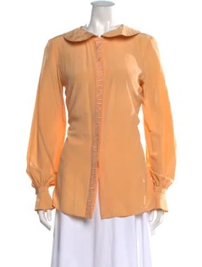 Pre-owned Valentino Silk Long Sleeve Blouse In Orange