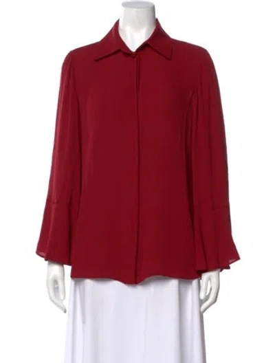 Pre-owned Valentino Silk Long Sleeve Blouse In Red