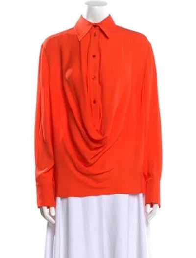 Pre-owned Valentino Silk Long Sleeve Blouse W/ Tags In Orange