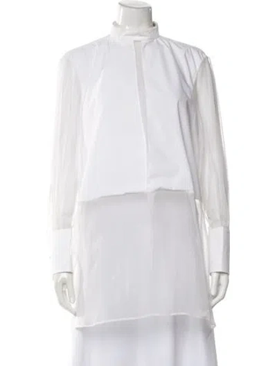 Pre-owned Valentino Silk Long Sleeve Blouse In White