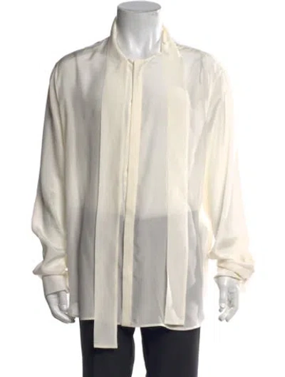 Pre-owned Valentino Silk Long Sleeve Tuxedo Shirt W/ Tags In Neutral