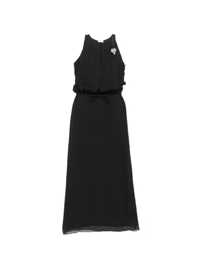Pre-owned Valentino Silk Maxi Dress In Black