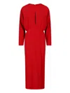 Valentino Donna Long Sleeve Blouson Silk Cady Couture Dress In Red