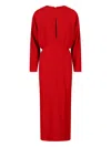 Valentino Donna Long Sleeve Blouson Silk Cady Couture Dress In Red