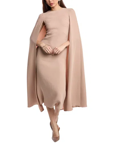 Valentino Cady Couture Midi Dress With Cape Back In Beige