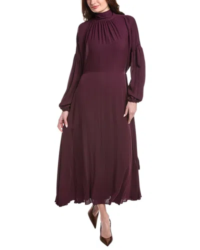 Valentino Silk Midi Dress In Purple