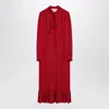 Valentino Ruffled Midi Dress In Red