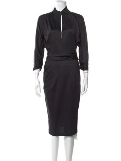 Pre-owned Valentino Silk Midi Length Dress In Black