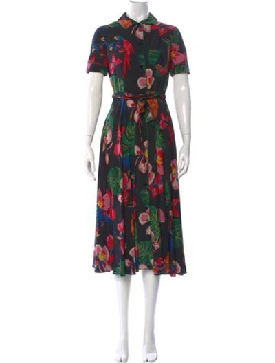 Pre-owned Valentino Silk Midi Length Dress In Black