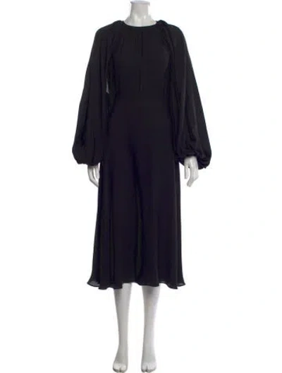 Pre-owned Valentino Silk Midi Length Dress In Black