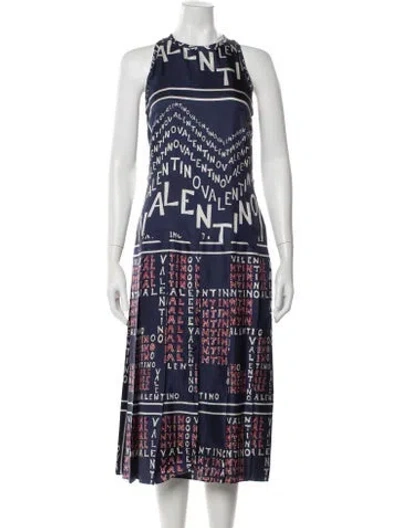 Pre-owned Valentino Silk Midi Length Dress In Blue