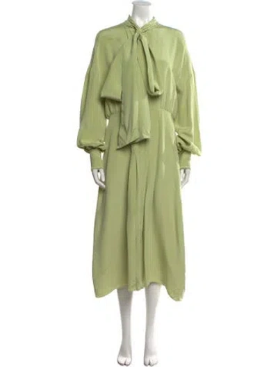 Pre-owned Valentino Silk Midi Length Dress In Green