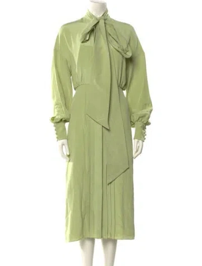 Pre-owned Valentino Silk Midi Length Dress In Green