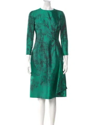 Pre-owned Valentino Silk Midi Length Dress In Green