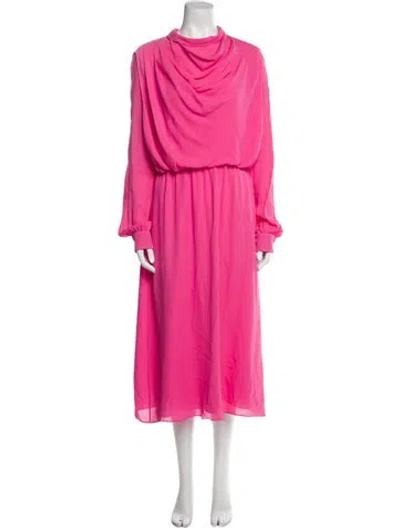 Pre-owned Valentino Silk Midi Length Dress In Pink