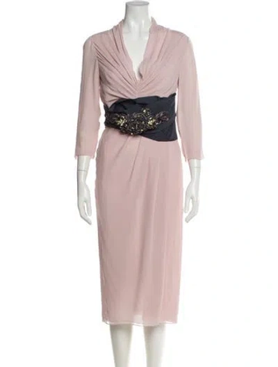 Pre-owned Valentino Silk Midi Length Dress In Pink
