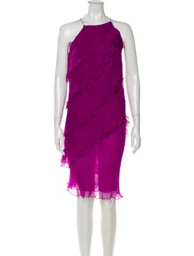 Pre-owned Valentino Silk Midi Length Dress In Purple