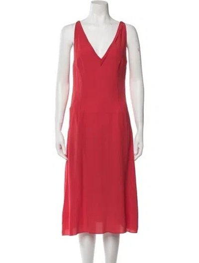 Pre-owned Valentino Silk Midi Length Dress In Red