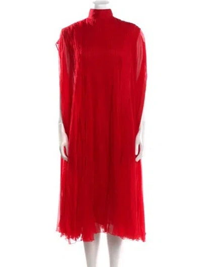 Pre-owned Valentino Silk Midi Length Dress In Red