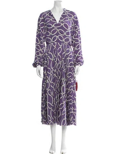 Pre-owned Valentino Silk Midi Length Dress W/ Tags In Purple