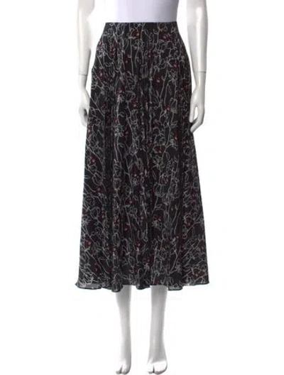 Pre-owned Valentino Silk Midi Length Skirt In Black