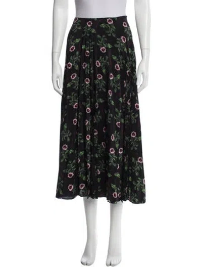 Pre-owned Valentino Silk Midi Length Skirt In Black