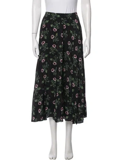 Pre-owned Valentino Silk Midi Length Skirt In Black
