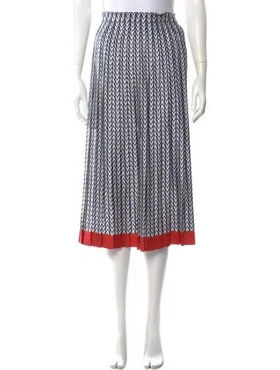 Pre-owned Valentino Silk Midi Length Skirt In Blue