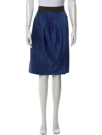 Pre-owned Valentino Silk Midi Length Skirt In Blue