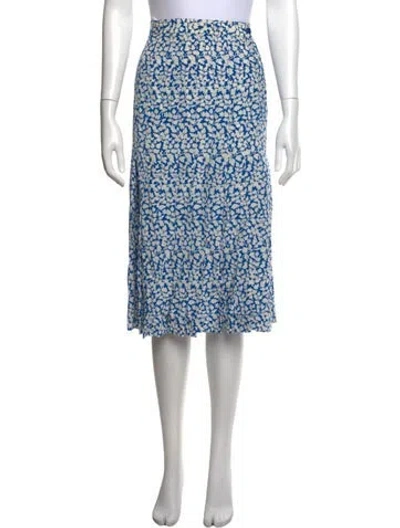 Pre-owned Valentino Silk Midi Length Skirt In Blue