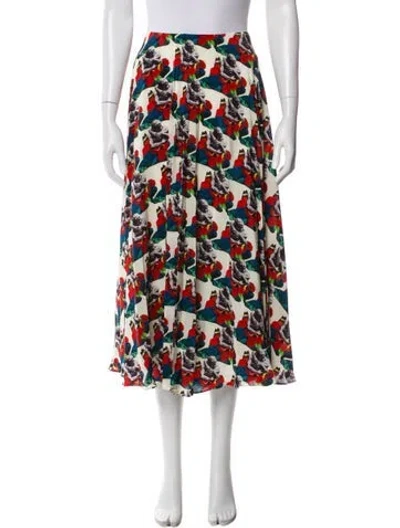 Pre-owned Valentino Silk Midi Length Skirt In Multi