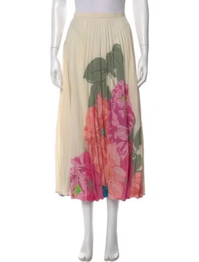 Pre-owned Valentino Silk Midi Length Skirt In Neutral