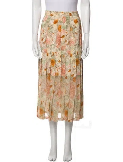 Pre-owned Valentino Silk Midi Length Skirt In Neutral