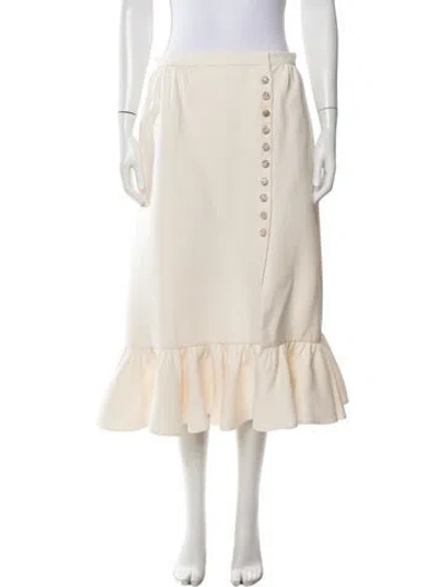 Pre-owned Valentino Silk Midi Length Skirt In Neutrals